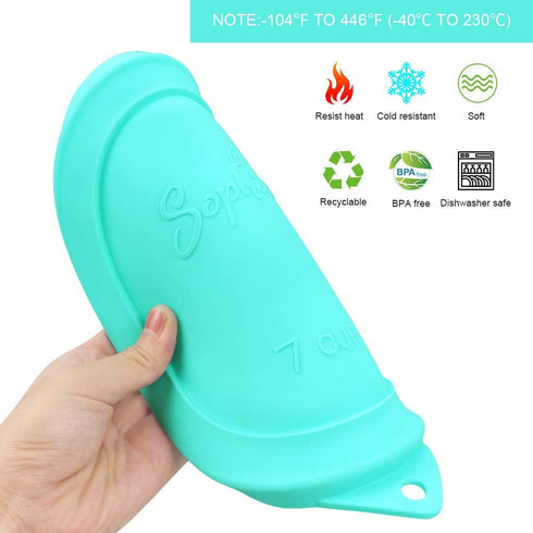 Sophico Round Silicone Storage Cover Lids Replacement for Anchor Hocking and Pyrex 7402-PC 6/7 Cup Glass Bowls (Container not Included)(Mint - 2 p...