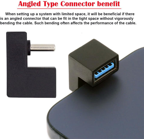xiwai 180 Degree Up & Down Angled Type-C USB-C OTG to USB 3.0 Female Extension Adapter for Cell Phone & Tablet...