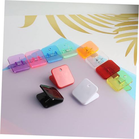 STOBOK 14pcs Transparent Folder Decorative Binder Decked Accessories Black Binder Metal Paper Clamps Utility Paper Clamp Plastic Paper Clamp Work ...