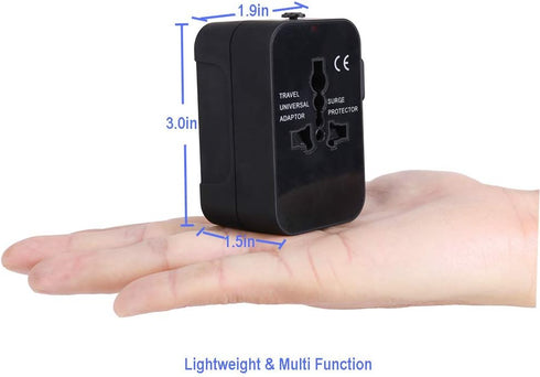 Travel Adapter, Worldwide All in One International Power Adapter Universal Adapter Plug with 2.1A Dual USB Charging Ports for Asia Europe UK AUS a...