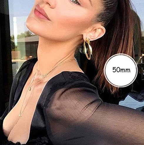 sovesi Chunky Gold Hoop Earrings for Women with 925 Sterling Silver Post, 14K Gold Plated Small Thick Gold Hoops Earrings for Women...