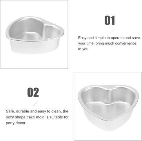 Luxshiny Heart Cake Pan 5pcs 4 Inch Mini Cake Pans Heart Shaped Cake Baking Moulds Aluminium Cake Tin Cheesecake Pan Bakeware for Wedding Birthday...