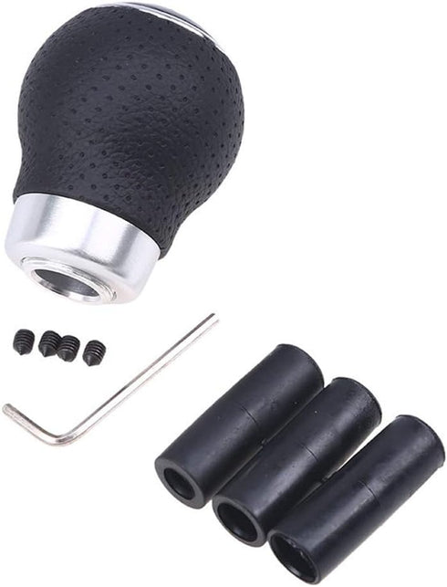 Universal Aluminum Manual Car Gear Shift Knob 5 Speed Leather Shifter Lever Black...
