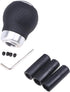 Universal Aluminum Manual Car Gear Shift Knob 5 Speed Leather Shifter Lever Black...