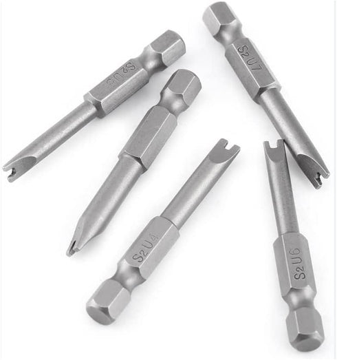 5 Pcs 1/4" Hex Shank Alloy Steel U Shape Magnatic Screwdriver Drill Bits Set Spanner Screwdriver Bits U4 U5 U6 U7 U8 50MM Length...