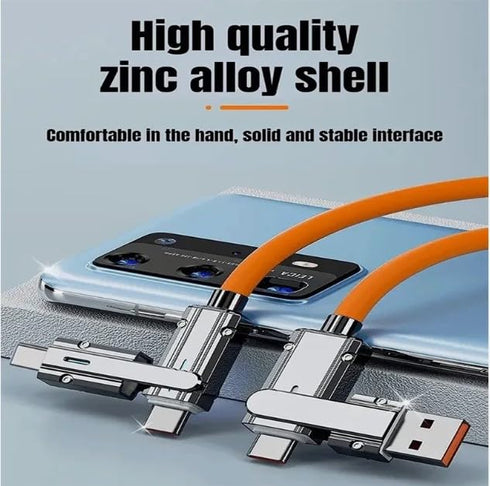 100W USB C Multi Fast Charging Cable 4-in-1 USB A/C to Type C/Phone | Fast Sync Charger Adapter Compatible with Phone/Laptop/Tablet...