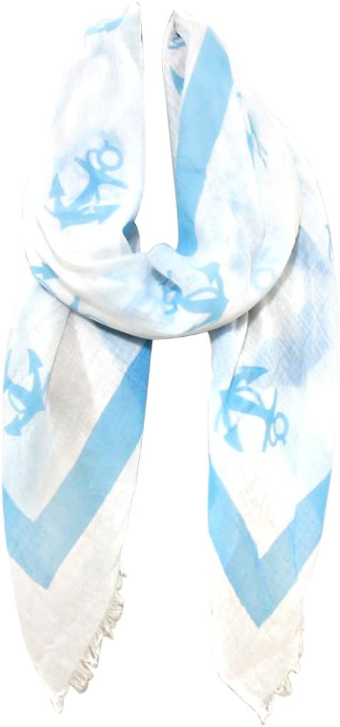 Rosemarie & Jubalee Women's Ships Ahoy Nautical Anchor Fashion Wrap Scarf, 72"...