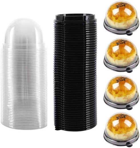 Hewnda 50 Pack 2 Inch Clear plastic mini cake box muffins box cookies cookies muffins dome box wedding birthday gift box(Black)...
