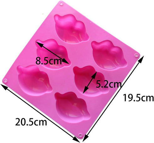 2 Pack Hot Lips Soap Molds, 3D Sexy Red Lips Kisses Collection Silicone Molds Chocolate Candy Bath Bomb Lotion Bar Mould Ice Cube Tray Cupcake Cak...