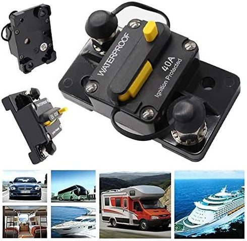 40Amp Waterproof Circuit Breaker 30A-300A with Manual Reset Suitable for Car Rv Marine Automotive Stereo Audio Electronic System...
