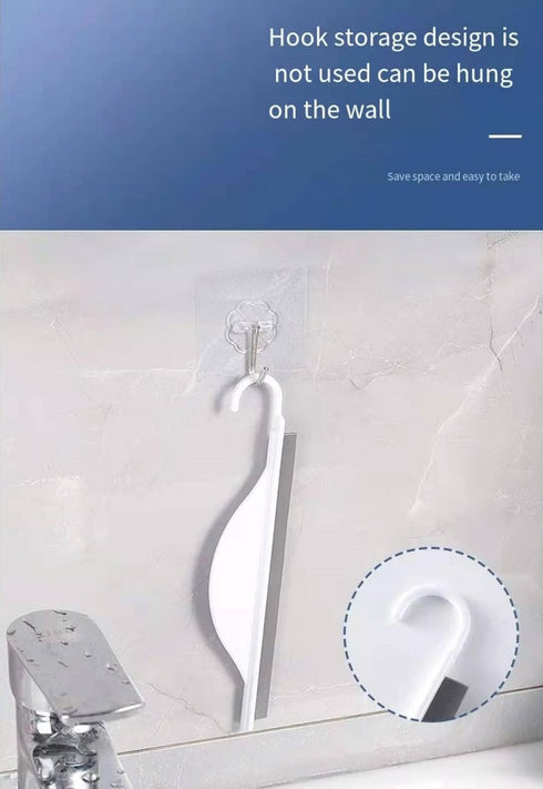 2Pcs Mini Squeegee with Hanging Hook, Bathroom Shower Mirror Squeegee for Tiles, Silicone Small Kitchen Countertop Sink Squeegee, Water Wiper Scra...