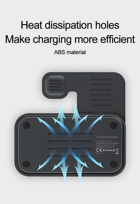 MMOBIEL Wireless Charging Station Compatible with iPhone, Apple Watch and AirPods - 3-in-1 Wireless Charger Stand - 15W - Premium Fast Charger - W...