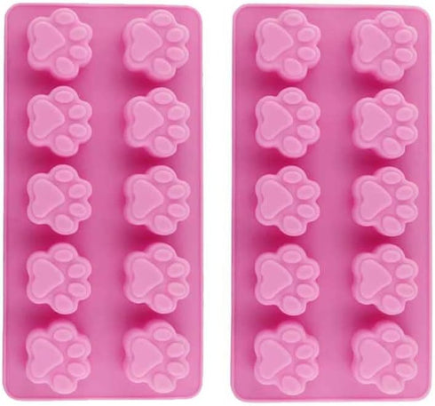 Set of TWO Animal Dog and Cat Paw Print Silicone Baking Pan flexible Baking Mold Dog Puppy Treat Cookie Pet Oven safe...