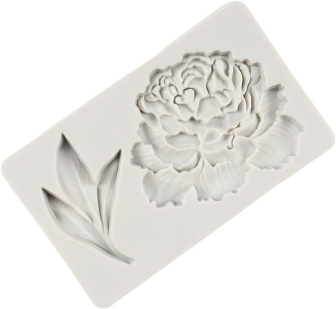 Peony Flower and Leaves Silicone Fondant Mold for Cake Decoration Chocolate Cupcake Topper Candy Sugar Craft Polymer Clay Gum Paste...
