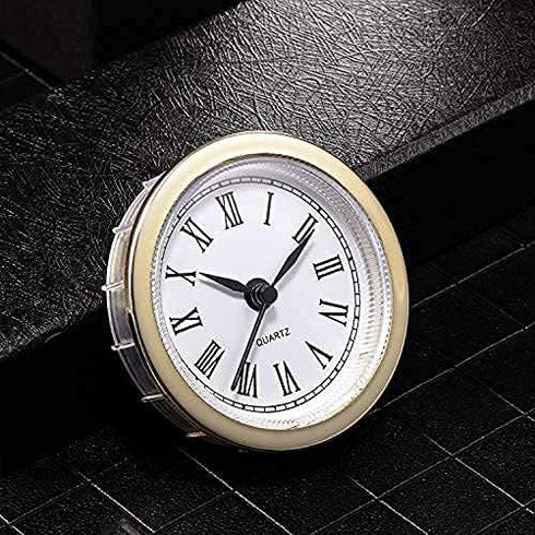 Hicarer 2. 4 Inch (61 Mm) Mini Quartz Clock Insert Round Clocks Head Insert Roman Number Replacement Movement White Face (Gold Trim)...