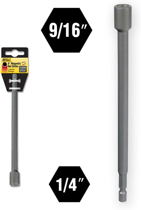 IVY Classic 44667 9/16" x 6" Magnetic Nut Setter, Impact Plus, 1/Card...