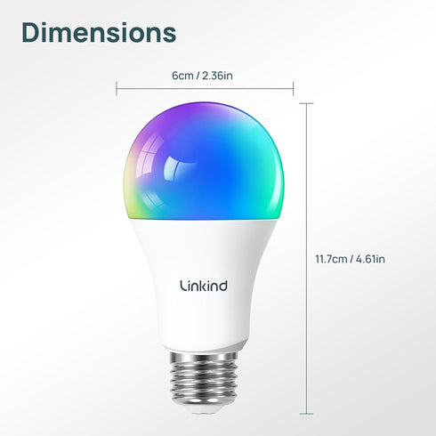 Linkind Matter Smart RGBTW Bulb,1100LM 75W Smart Light Bulbs, Work with Alexa/Apple Home/Google Home/SmartThings, LED Color Changing Bulbs Music S...