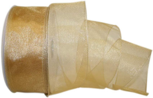 Reliant Ribbon 99908W-035-40K Sheer Lovely Value Wired Edge Ribbon, 2-1/2 Inch X 50 Yards, Gold...