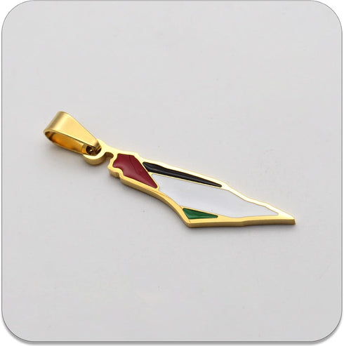 PEAS Fashion Jewelry Israel Necklace Stainless Steel Palestine Map Pendant Necklace...