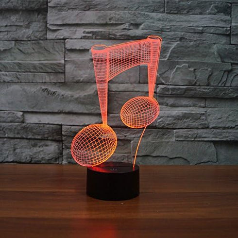 3D Music Note Night Light Remote Control Power Touch Table Desk Optical Illusion Lamps 16 Color Changing Lights Home Decoration Xmas Birthday Gift...