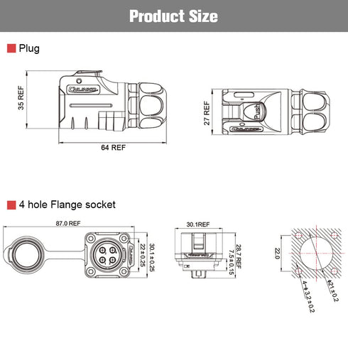 4 Pin Connector, Waterproof Industrial Solder Connector, Aviation Wire Connector for Automotive, Power, Marine, New Energy, Solar Energy, and Othe...