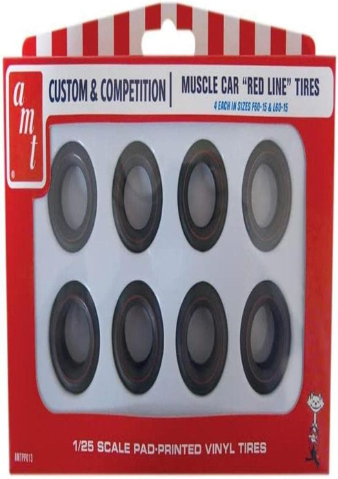 AMT Unknown Red Line Tires Parts Pack (Works with Many Vintage Muscle, Custom & Street Rod car Kits), 1:25 (AMTPP013)...