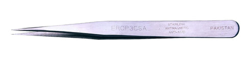 Erem EROP3CSA Stainless Steel Straight Ultra Fine Anti Magnetic Tweezer, 4.25" Overall Length...