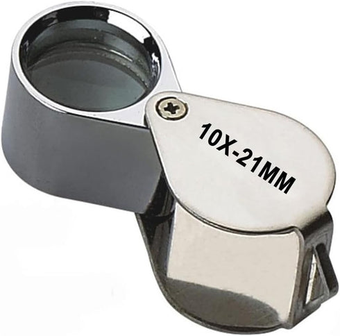 Loupes 10x Glass Jeweler Loupe Loop Eye Magnifier Magnifying Magnifier Metal Body Silver (10x21mm)...