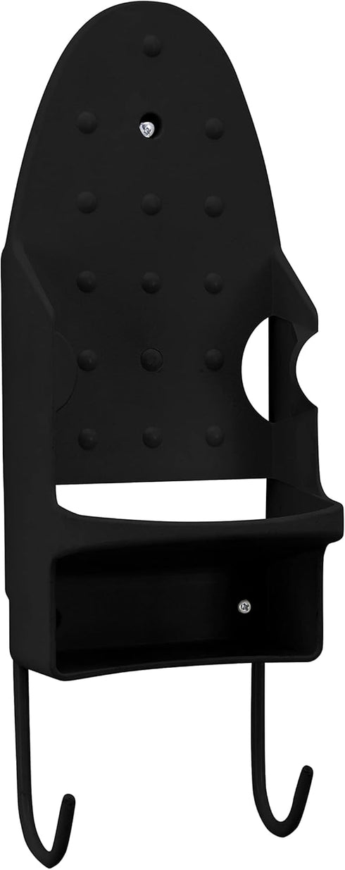Woolite Wall Mount Iron and Ironing Board Organizer | Fits Most Irons | Holds T-Shaped Ironing Boards | Laundry Room Storage | Black...
