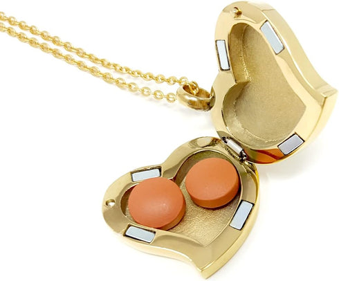 Amour Heart Pill Necklace - Polished Heart Locket with Strong Magnetic Closure - Medication Necklace - Keep Your Medication Securely with You at A...