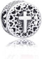 925 Sterling Silver CZ Cross Love Charms with God All Things are Possible Religious Charms for Bracelets...