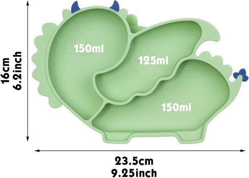 Linowos Silicone Suction Plate for Toddlers - Self Feeding Training Divided Plate Dish and Bowl for Baby and Toddler, Fits for Most Highchairs Tra...