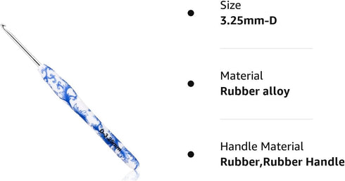 BCMRUN 3.25 mm(D) Crochet Hook for Arthritic Hands, Ergonomic Soft Grip Handle, Extra Long? Knitting Needles Rubber Handle Hook Crochet Needle for...