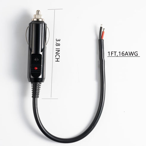 Cigarette Lighter Male Plug Replacement 12-24V Fused 2 Pack,1FT 16AWG Extension Cable with 5A10A15A20A Fuse Male Cigarette Lighter Plug Adapter wi...