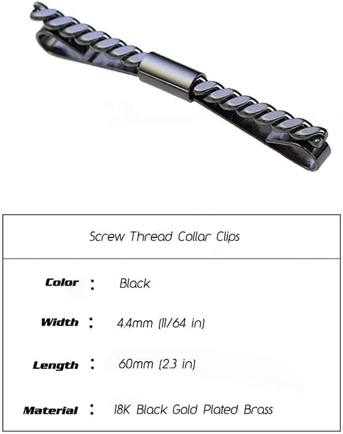 Men's Screw Thread Collar Clips Tie Collar Bar Pin Gold Silver Black Metal Cravat Clip Shirt Collar Pin...