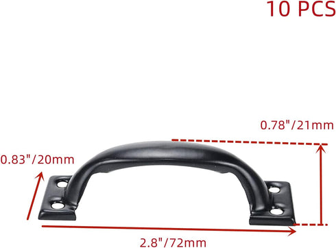 10 Pack 3 Inch Long Kitchen Cabinet Pulls Metal Bow Handles Matte Black Shed Door Handle Gate Handles Hardware for Drawer, Cupboard, Barn Door...