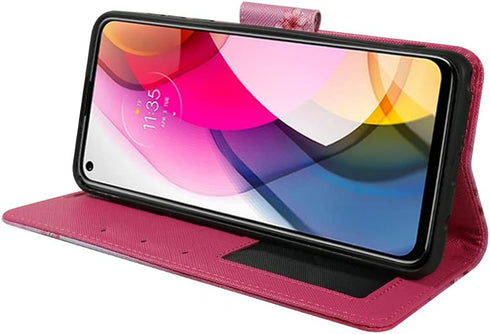 Zase Moto G Stylus 5G Wallet Phone Case for Women Pouch PU Leather Flip Folio Cute Design Cover w/Kickstand ID Card Slot Wrist Strap Compatible wi...