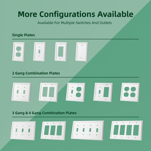 White Decorative Outlet Covers Wall Plates, Light Switch Cover Electrical Switch Plates - Bamboo Fiber Material Standard Size Wall Plates of vario...