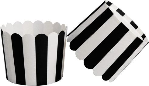 100 Pack Muffin Liners Baking Paper Cups Black and White Stripes Cupcake Liners Elegent Muffins Baking Cups Cupcake Wrappers for Birthday Parties,...