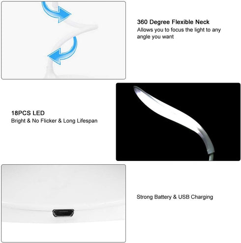 USB Charging Table Lamp with Flexible Neck, 3 Levels Dimmable LED Desk Light with Touch Switch, Night Reading Lamp, USB Table Lamp Dimmable...
