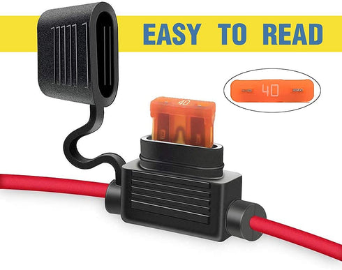 MCIGICM Inline Fuse Holder 10 Gauge, Waterproof With 40 Amp Fuse, 10 AWG, 3 Pack...