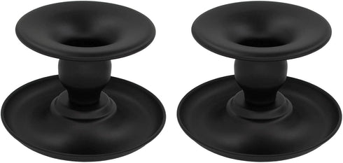 Set of 2 Candle Holders for Pillar and Taper Candles, Matte Black Iron Table Centerpiece, Decorative Farmhouse Candlestick Holders...
