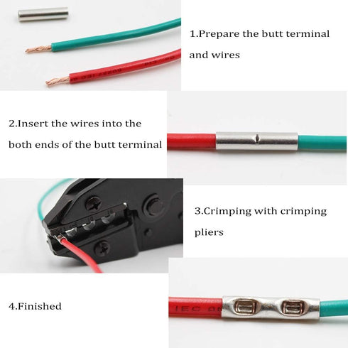 300PCS Non Insulated Butt Connectors Kit,26 to 10 gauge Tinned Copper Butt Splice Terminals,Uninsulated AWG6 8 Crimp Wire Connector...