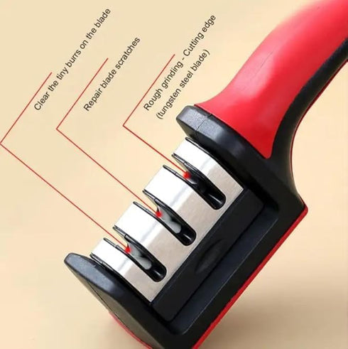 Sharpen with Precision: Stainless Steel 3-in-1 Kitchen Knife Sharpener - Easy-Use. Kit with 3 Stage Sharpening Slots. Ergonomic and fast....