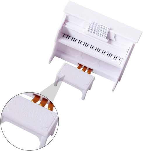 Piano Keyboard Toy for Kids Dollhouse Piano Model Miniature Stool Musical Educational Toy for Micro Landscape Fairy Garden White...