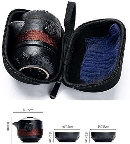 Travel Set KungFu Tea Black 200ml Pot Cups with Black Portable Packaging Bag...