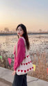Women Crochet Tote Bag Cute Knit Shoulder Bag Aesthetic Purse Handbags for Shopping Travel Beach...