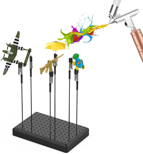 Actekart Painting Stand Base Holder and 12PCS Alligator Clip Sticks Set (with Sturdy Rubber Tips) Modeling Tools for Airbrush Spray, for Gundam Ho...