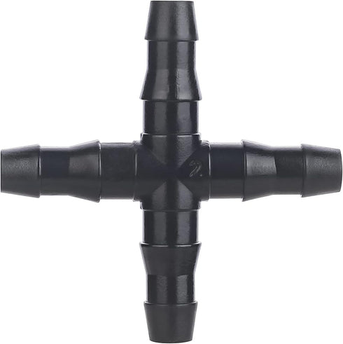 50-Pack Drip Irrigation Universal Connectors 1/4 Inch Barbed Tee Fittings for 1/4" Drip Irrigation Tubing, Barbed 4 Ways Connectors for 4mm/7mm Dr...