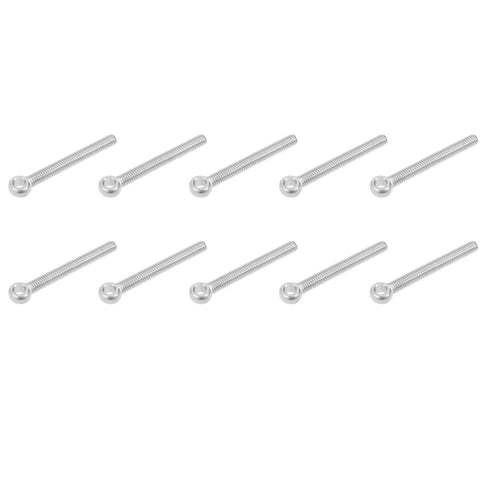 Shoulder Swing Lifting Bolt (M6x50mm) 10Pcs, 304 Stainless Steel Eye Bolts - for Home Renovation, Pipeline Gate Valves Fasteners, Silver...